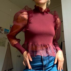 SOLD Burgundy top ZARA